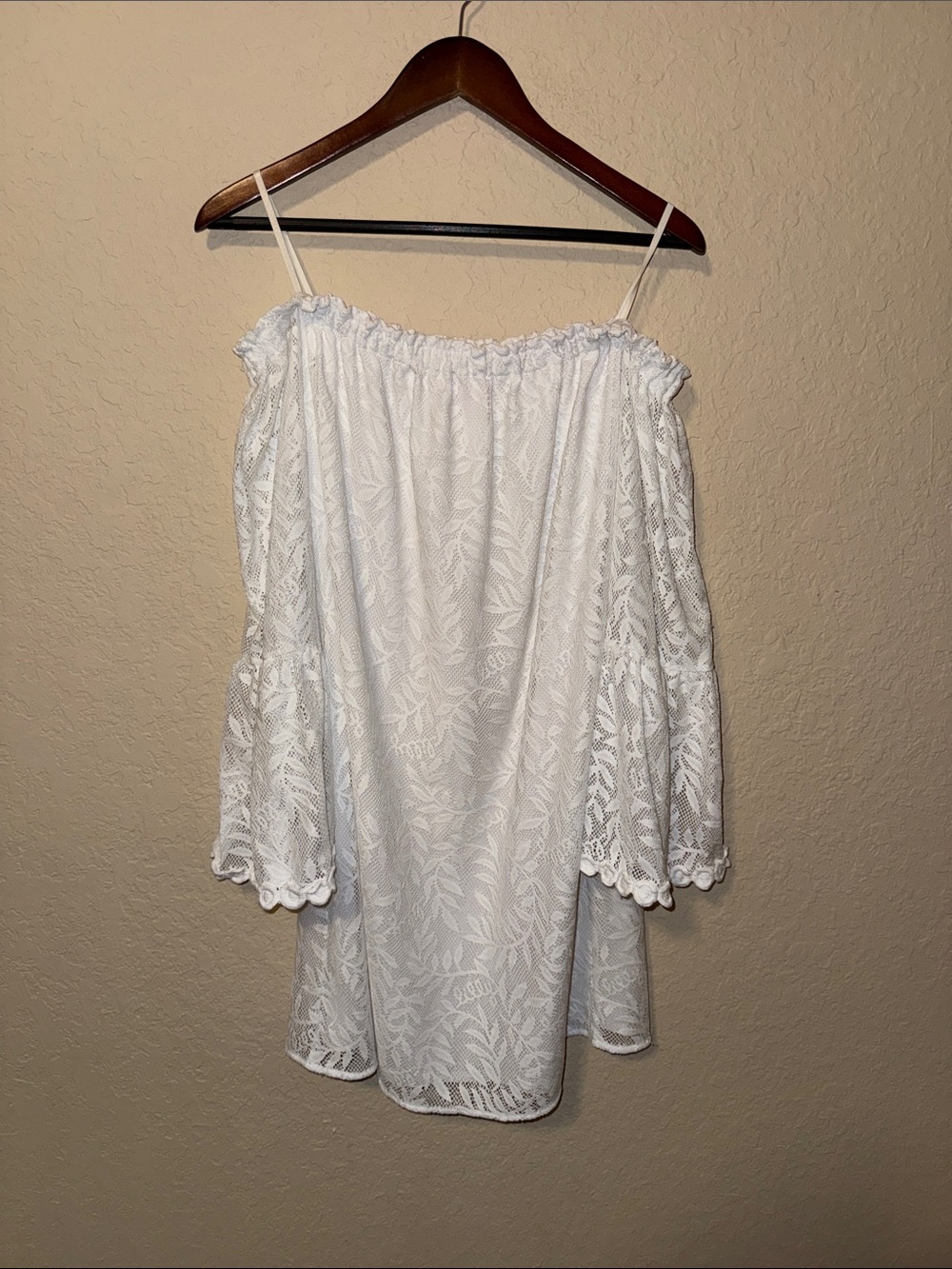 Lilly Pulitzer White Lace Off-Shoulder Tunic Dress stretchy size medium